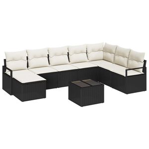 vidaXL Set di divani con cuscino 9 pcs Marrone e Crema polyrattan