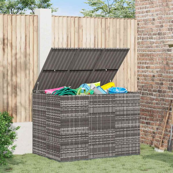 vidaXL Contenitore da Giardino in Rattan PE 145x100x103 cm Grigio