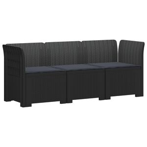 vidaXL Divano da giardino 3 posti con cuscini in look rattan PP
