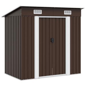 vidaXL Capanno Attrezzi da Giardino Marrone 194x121x181 cm in Acciaio