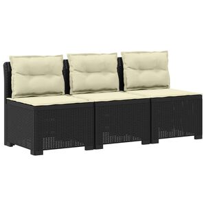 vidaXL Divano da giardino 3 posti con cuscini in look rattan PP