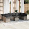 vidaXL Set Divano da Giardino con cuscino 11 pcs Grigio Poly Rattan