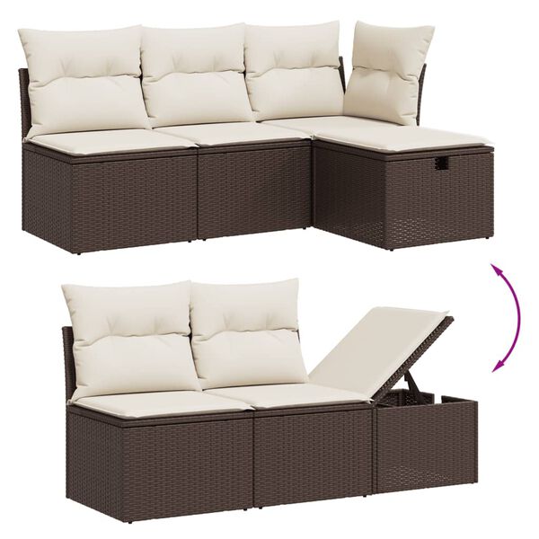 vidaXL Set Divano da Giardino 6 pz con Cuscini Marrone in Polyrattan