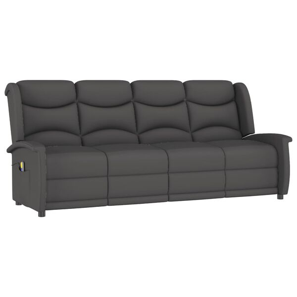 vidaXL Divano Massaggiante Reclinabile 4 Posti Grigio Scuro Microfibra