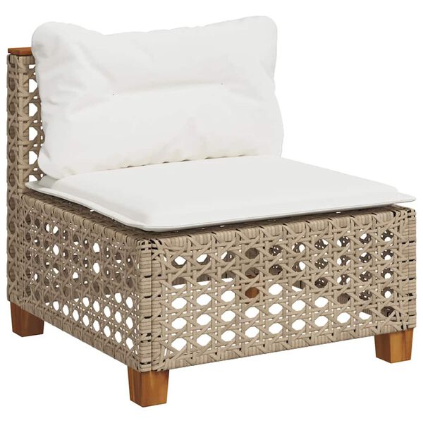 vidaXL Set Divano da Giardino 9 pz con Cuscini Beige in Polyrattan