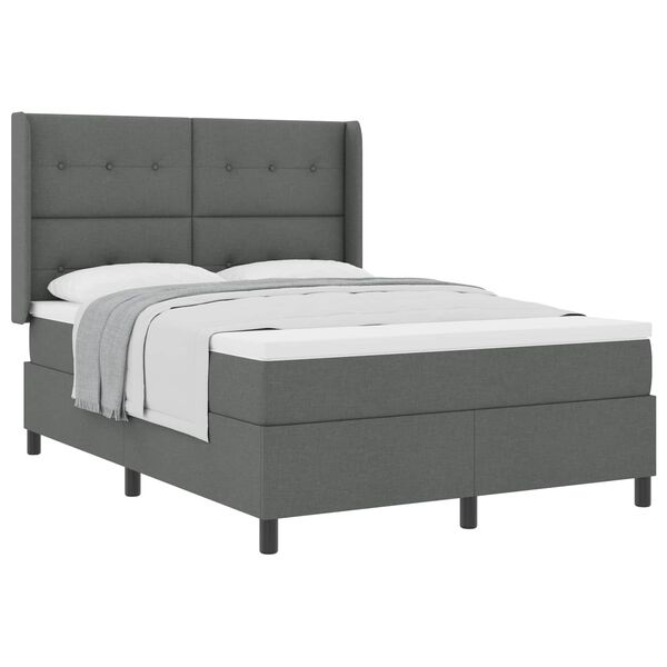 vidaXL Letto a molle con materasso Grigio scuro 140 x 190 cm Tessuto
