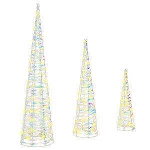 vidaXL Albero di Natale 3 pcs Bianco caldo 20 x 20 x 80 cm PET