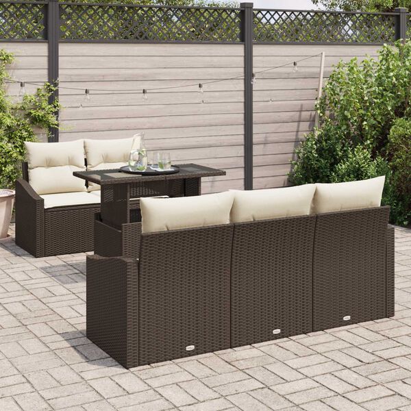 vidaXL Set Divano da Giardino 6 pcs Marrone e crema polyrattan