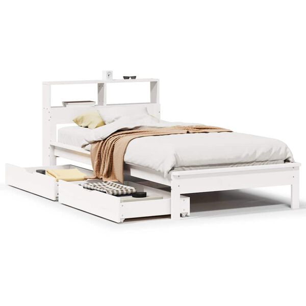 vidaXL Letto Libreria senza Materasso Bianca 90x200 cm Legno di Pino