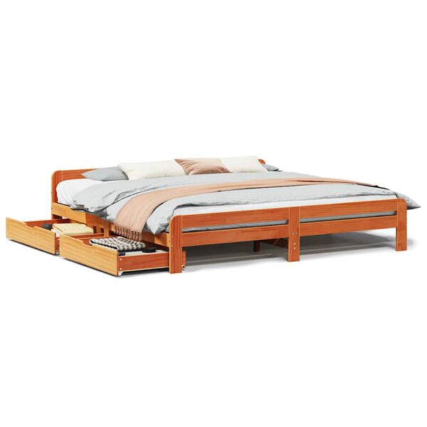 vidaXL Letto senza Materasso Marrone Cera 200x200 cm in Legno di Pino