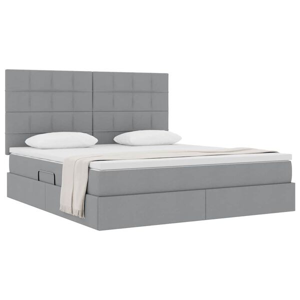 vidaXL Letto con contenitore e materasso Grigio chiaro 180 x 200 cm