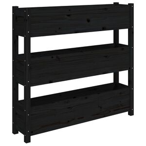 vidaXL Fioriera Nera 112x25x104,5 cm in Legno Massello di Pino