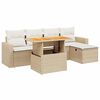 vidaXL Set Divano da Giardino 6 pz con Cuscini Beige in Polyrattan