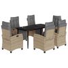 vidaXL Set Pranzo da Giardino 7 pz con Cuscini Beige Misto Polyrattan