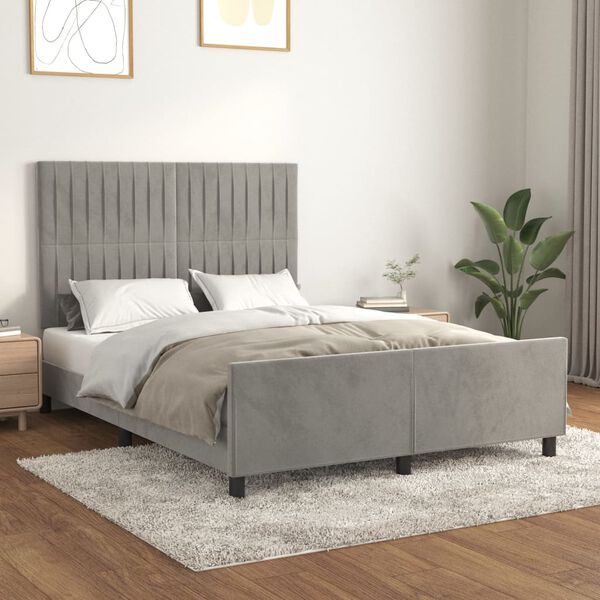 vidaXL Giroletto senza Materasso Grigio Chiaro 140x190 cm Velluto