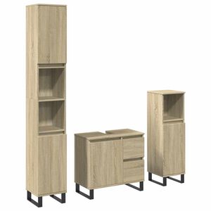vidaXL Set Mobili da Bagno 3 pz Rovere Sonoma in Legno Multistrato