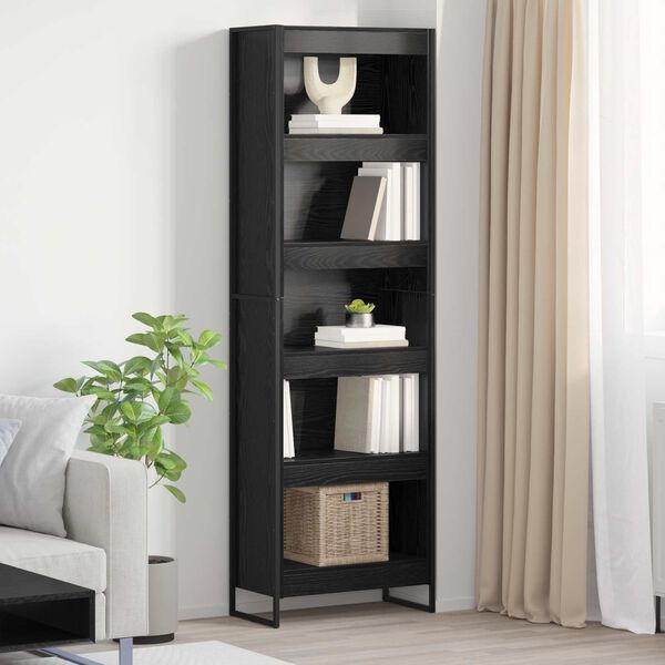 vidaXL Armadio per Libri 2 pcs Rovere Nero 80 x 30 x 155 cm