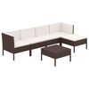 vidaXL Set Divani da Giardino 6 pz con Cuscini in Polyrattan Marrone
