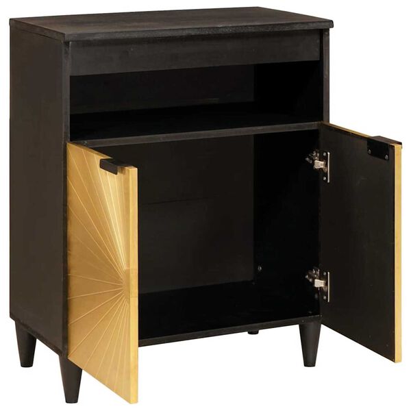 vidaXL Credenza Nero e Oro 60 x 33 x 75 cm legno massello di mango