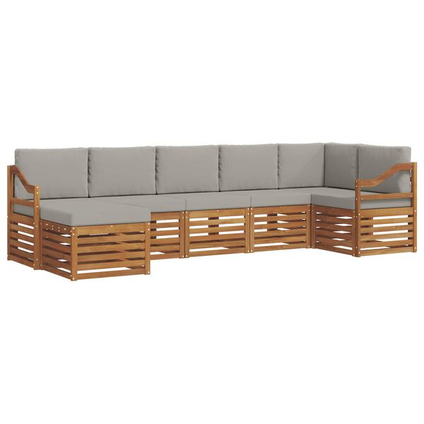 vidaXL Set divani con cuscino 7 pcs Grigio Naturale e Chiaro