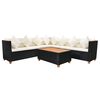 vidaXL Set Divani da Giardino 5 pz con Cuscini in Polyrattan Nero