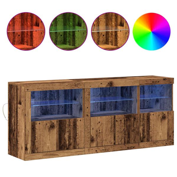 vidaXL Madia LED Legno vecchio 162 x 37 x 67 cm Legno multistrato