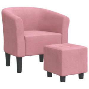 vidaXL Poltrona Cabriolet con Poggiapiedi Rosa in Velluto