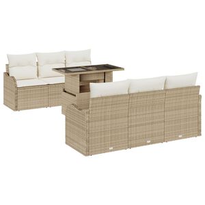 vidaXL Set Divano da Giardino 7 pcs Beige 100 x 55 x 73 cm Poly Rattan