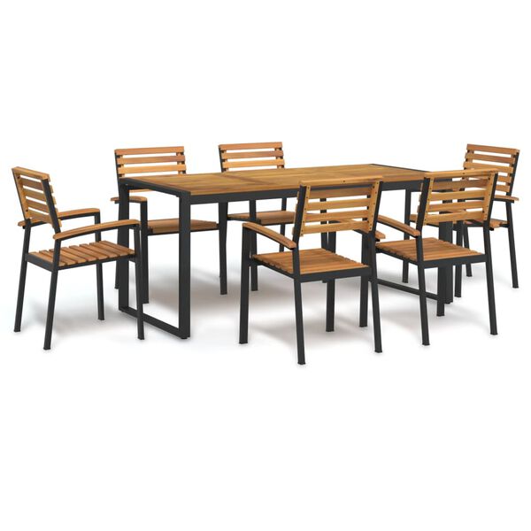 vidaXL Set Pranzo da Giardino 7 pz Legno Massello di Acacia e Metallo