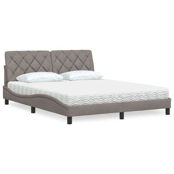vidaXL Letto con Materasso Tortora 160x200 cm in Tessuto