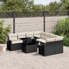 vidaXL Set Divani da Giardino 9 pz con Cuscini Nero in Polyrattan