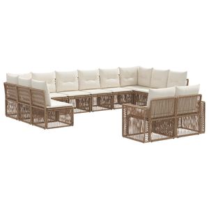 vidaXL Set Divano da Giardino 12 pcs Beige e Bianco Crema polyrattan