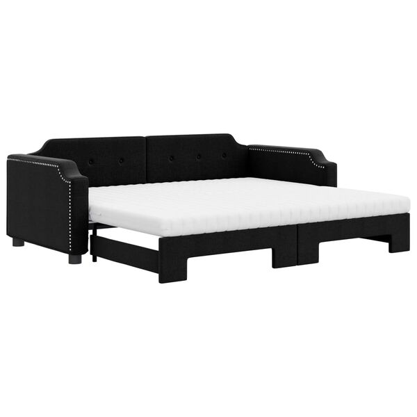 vidaXL Divano Letto Estraibile con Materassi Nero 90x200 cm in Tessuto