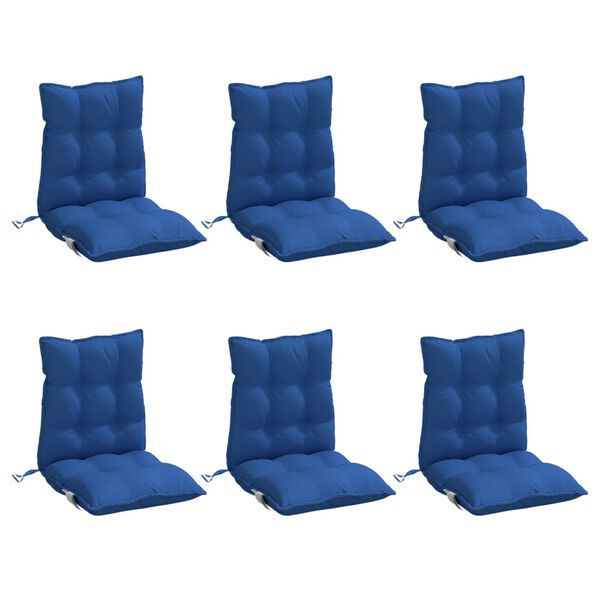 vidaXL Cuscini Sedia con Schienale Basso 6 pz Blu Reale Tessuto Oxford