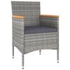 vidaXL Set Pranzo da Giardino 5 pz Polyrattan e Vetro Temperato Grigio