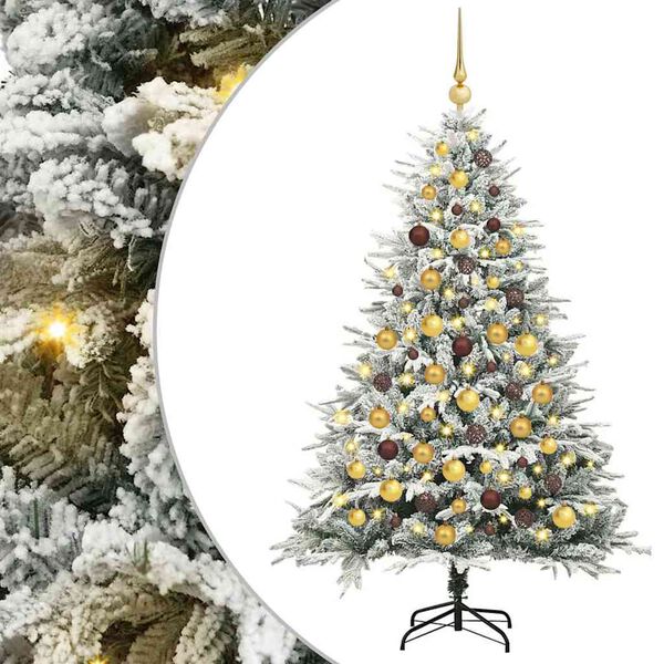 vidaXL Albero di Natale Artificiale Pre-illuminato con Set di Palline