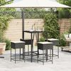 vidaXL Set Bar da Giardino 5 pz con Cuscini in Polyrattan Nero