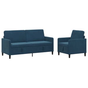 vidaXL Set di Divani con Storage 2 pz Blu Poliestere