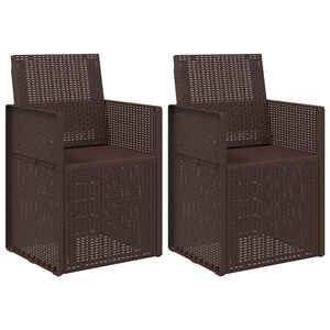vidaXL Sedie da pranzo da giardino 2 pz Marrone PP