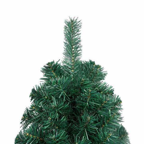 vidaXL Albero di Natale a Met&agrave; Preilluminato con Palline Verde 210 cm