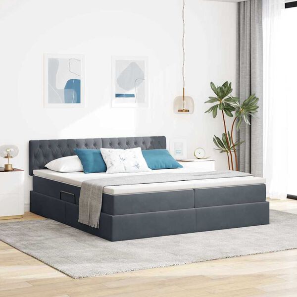 vidaXL Letto con testiera Grigio scuro 180 x 200 cm Velluto