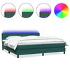 vidaXL Letto a Molle con Materasso e LED Verde Scuro 180x220 cm Velluto