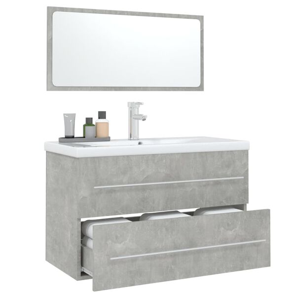 vidaXL Set Mobili da Bagno 3 pz Grigio Cemento