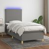 vidaXL Letto a Molle Materasso e LED Grigio Scuro 90x200 cm in Tessuto