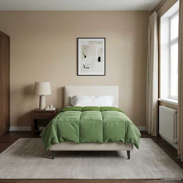 vidaXL Piumone Completo Annuale Verde 135 x 200 cm Microfibra