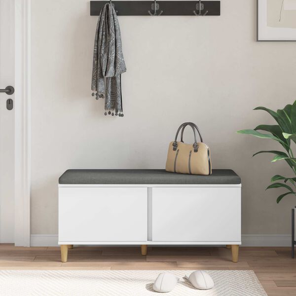 vidaXL Panca per ingresso con cuscino Bianco 100 x 38 x 46 cm