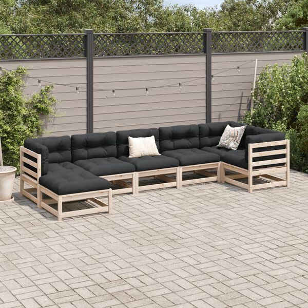 vidaXL Set Divani da Giardino 7 pz con Cuscini Legno Massello di Pino