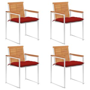 vidaXL Sedie da Giardino con Cuscini 4 pz in Legno Massello di Acacia