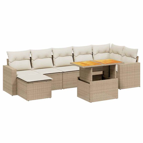 vidaXL Set Divano da Giardino 8 pz con Cuscini Beige in Polyrattan
