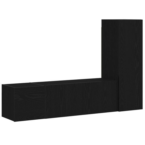 vidaXL Set mobile TV 3 pcs Rovere Nero 130,5 x 30 x 140 cm